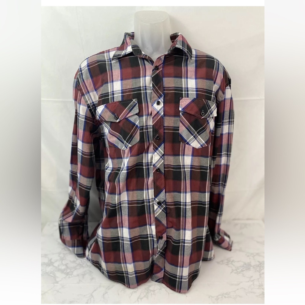 9K Clothing Co Premium Long Sleeve Button Down Shirt Mens L Western Plaid A1​​​